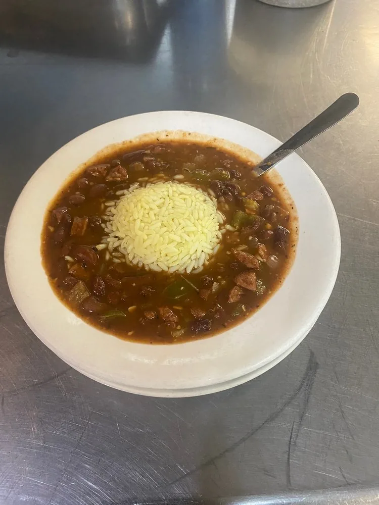 Red beans and rice served in a bowl at City Cafe in South Houston